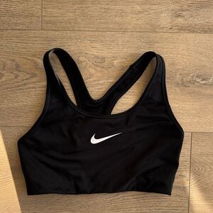 Nike Women's Black Sports Bra with White Logo